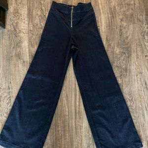 Express wide leg, dark denim, high waisted jeans